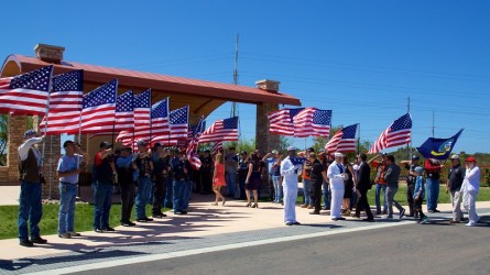 Patriot Guard and US Navy present for full honors.